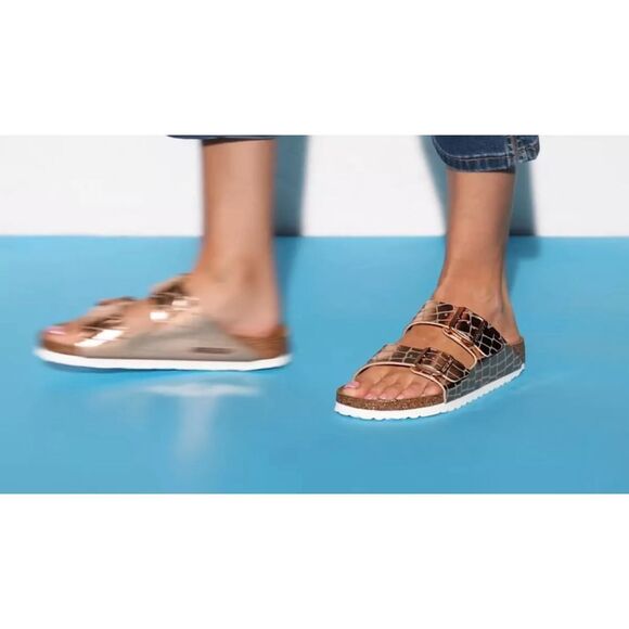 Birkenstock Arizona Gator Gleam Copper Sandal Size 37 - Picture 4 of 6